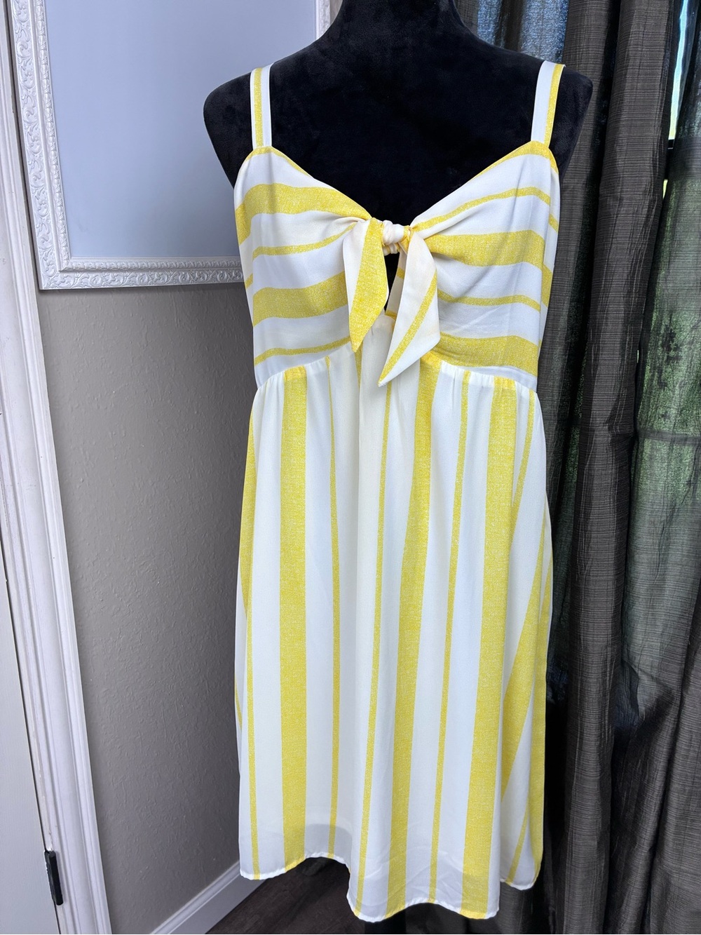 Maurice's Mini Sun Dress Yellow & White Large